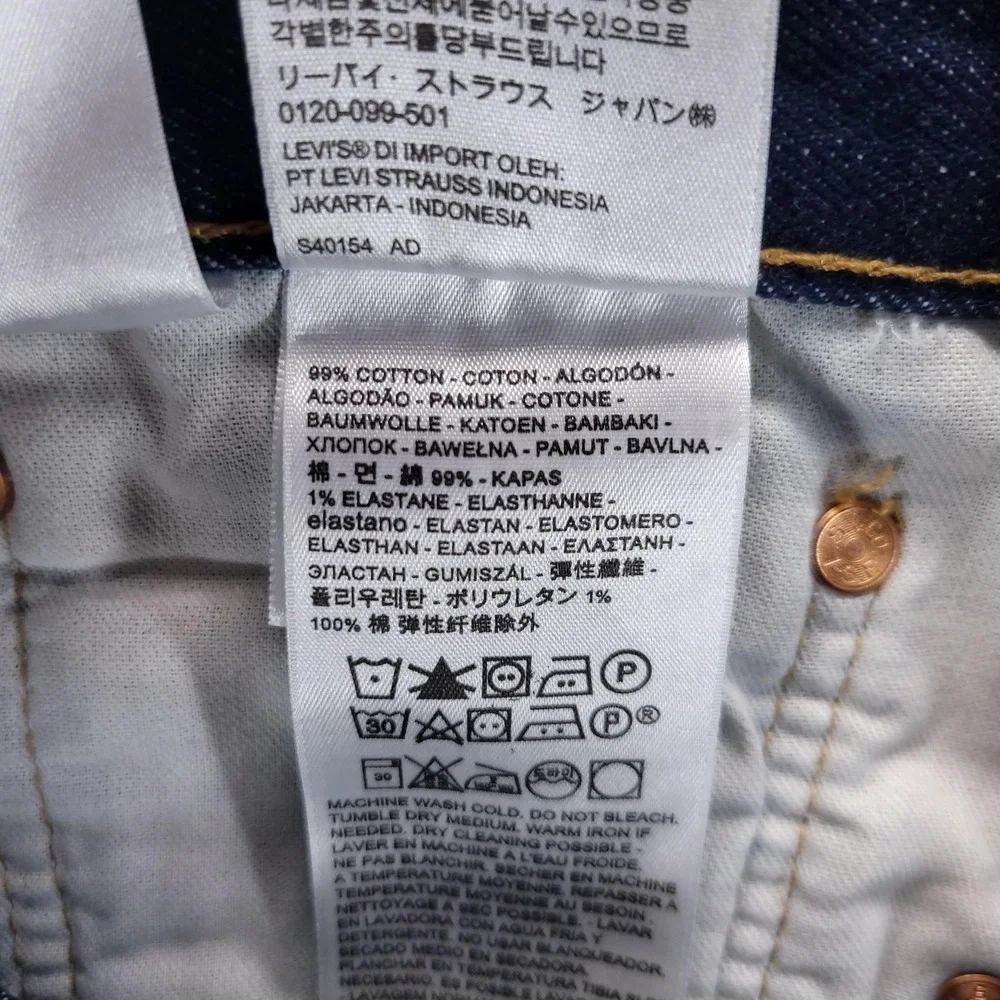 Levis 501 Jeans Mens 36x32 Blue Regular Straight Dark Wash Button Fly Stretch